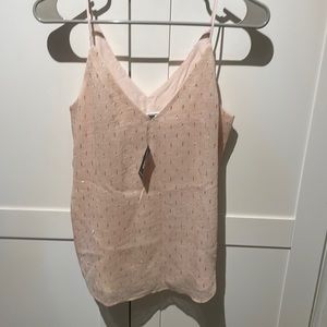 NWT express cami light pastel pink with gold and silver metallic design small